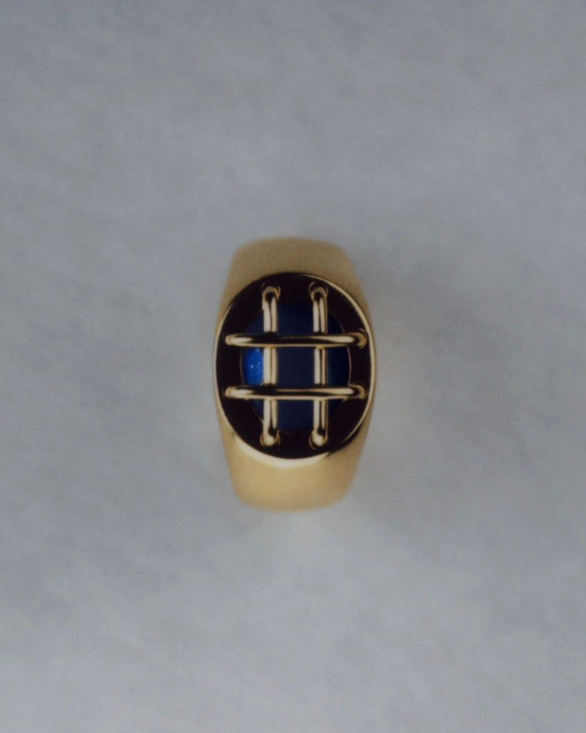 Cage Oval Signet Ring, Onyx