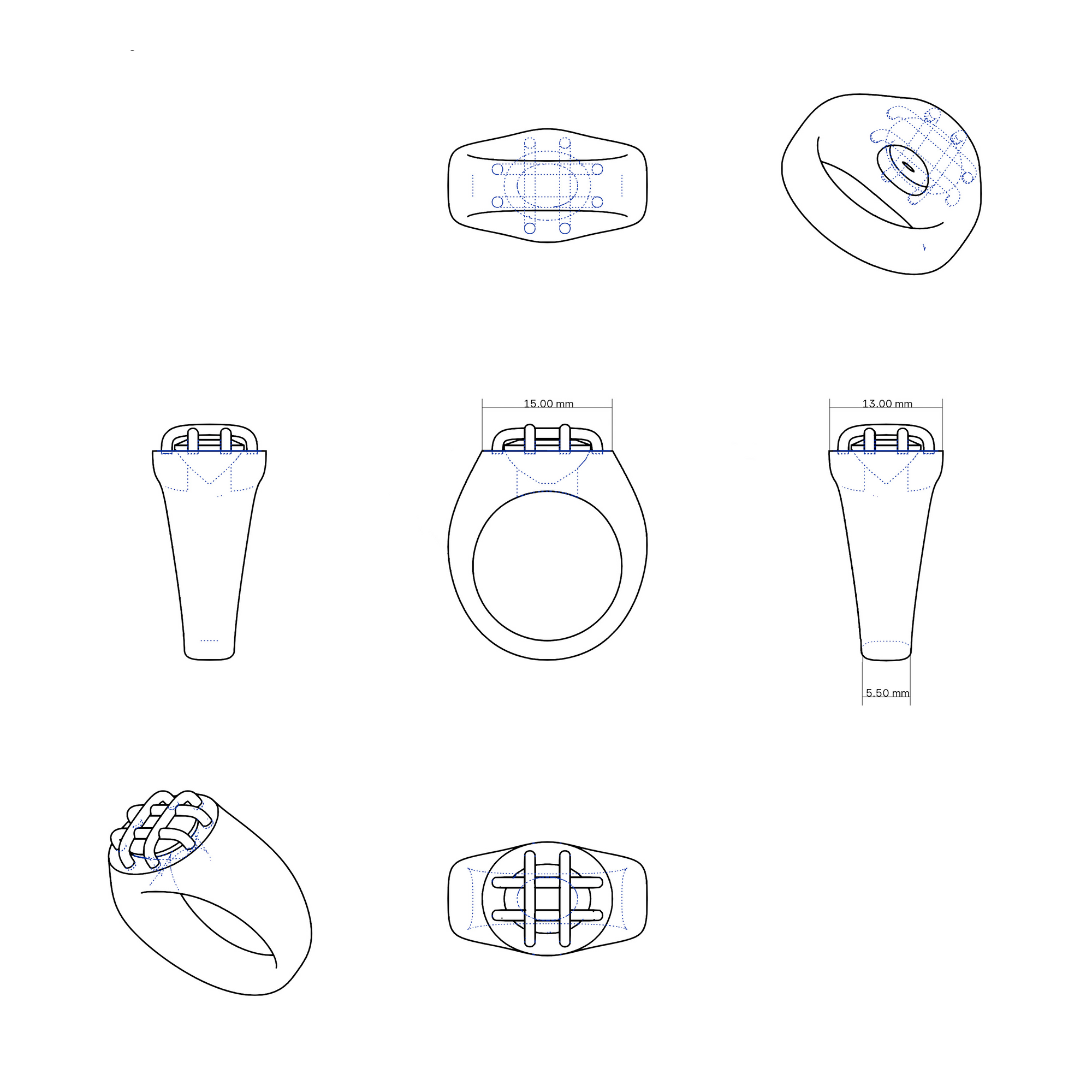 Cage Oval Signet Ring, Onyx