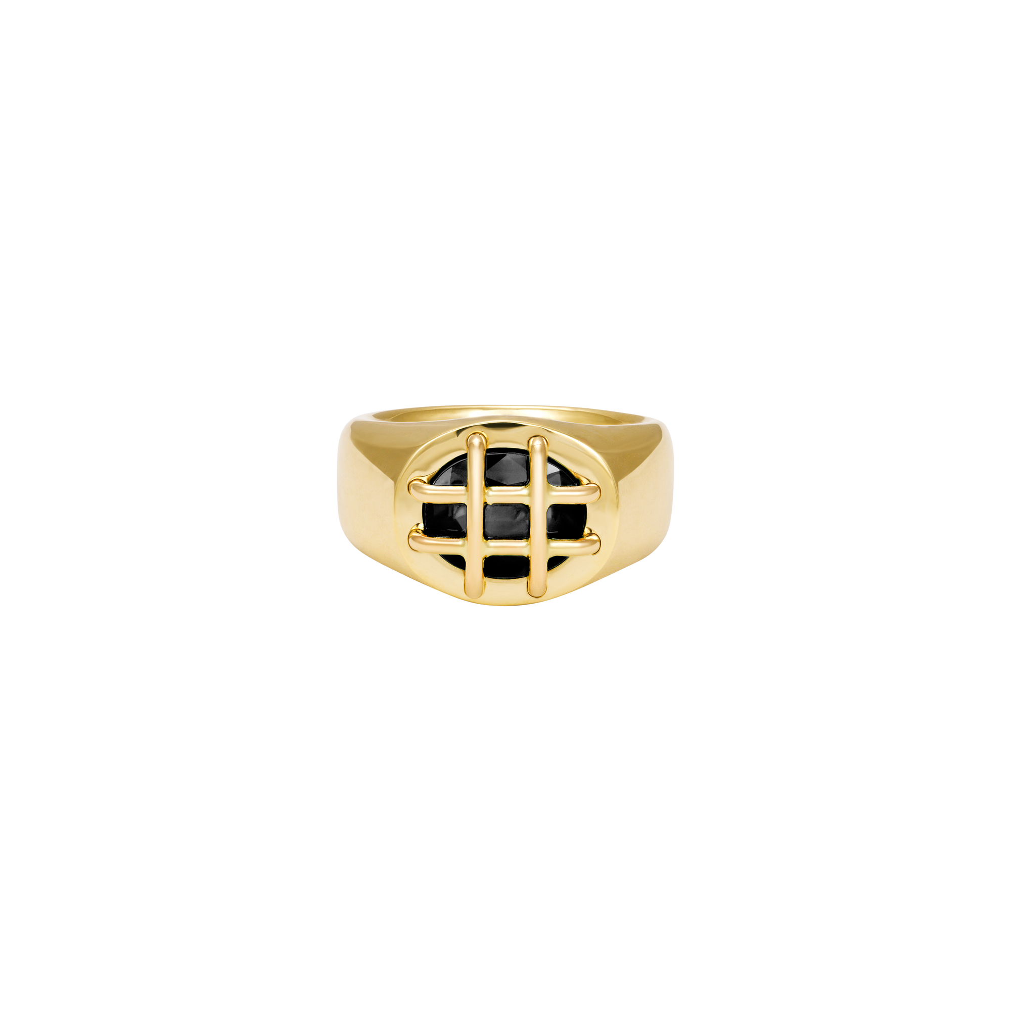 Cage Oval Signet Ring, Onyx