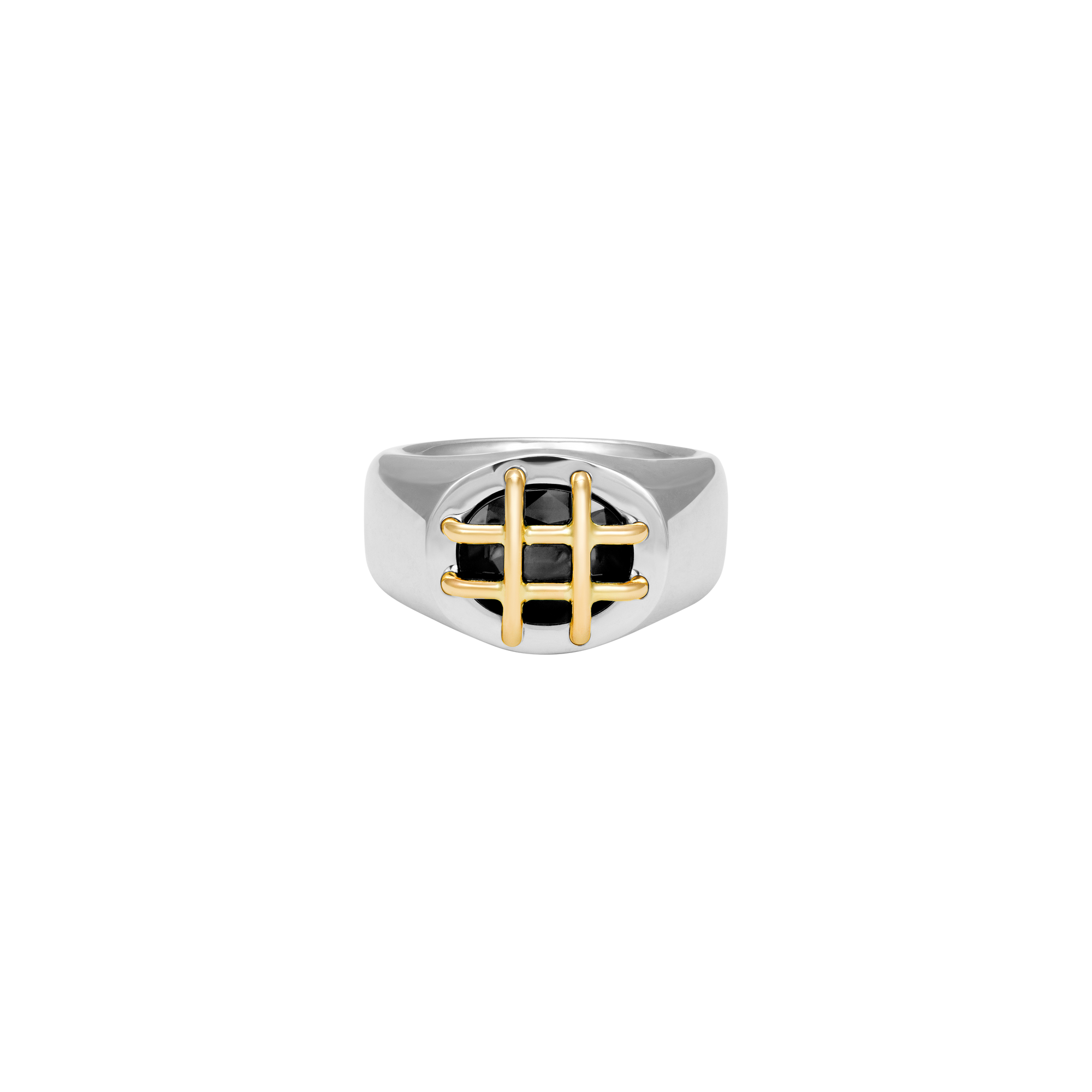 Cage Oval Signet Ring, Onyx