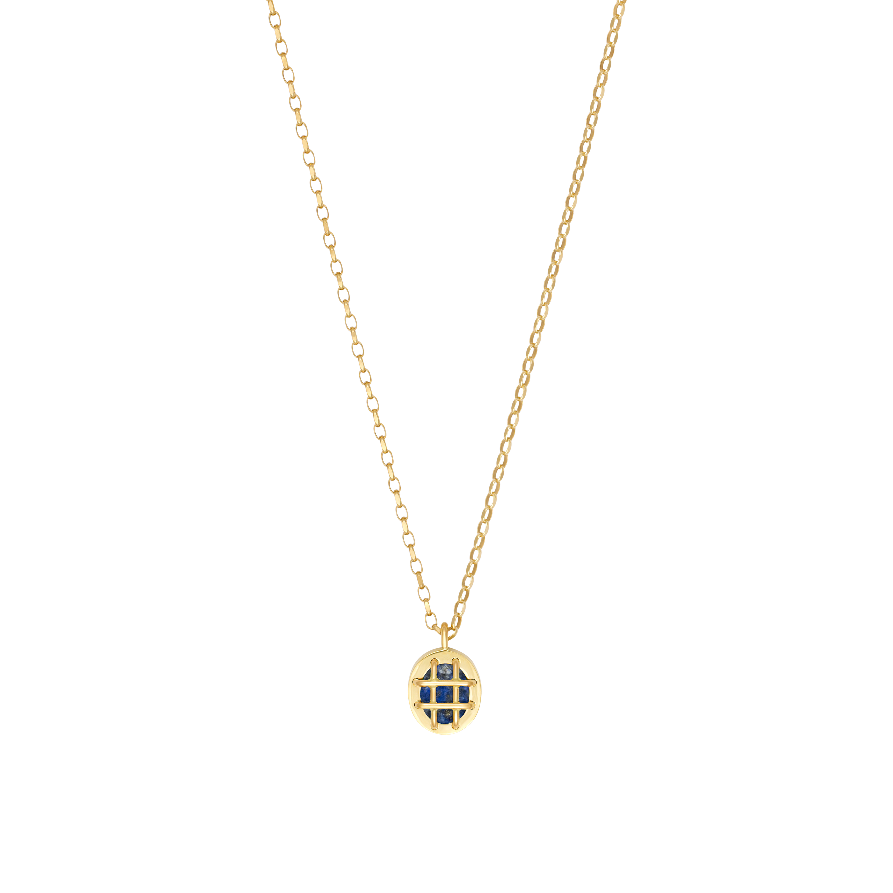 Cage Pendant (Oval) with Lapis Lazuli