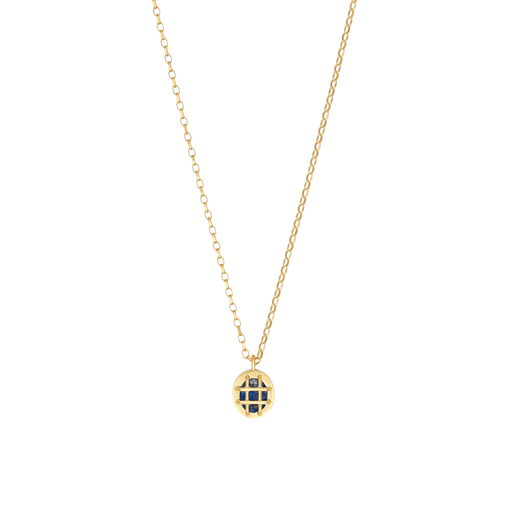 Cage Pendant (Oval) with Lapis Lazuli