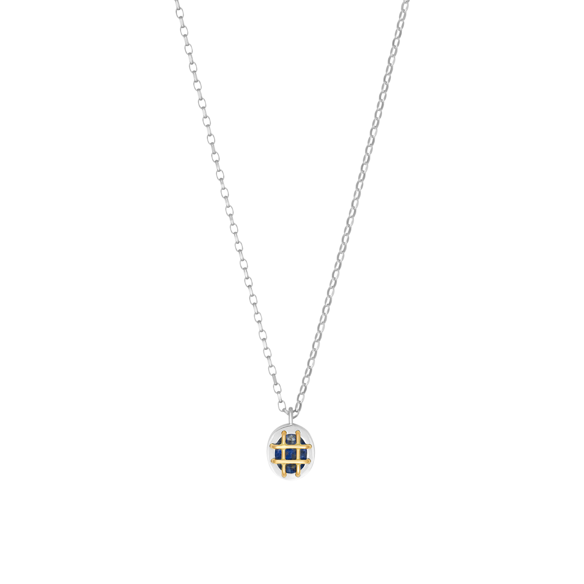 Cage Pendant (Oval) with Lapis Lazuli
