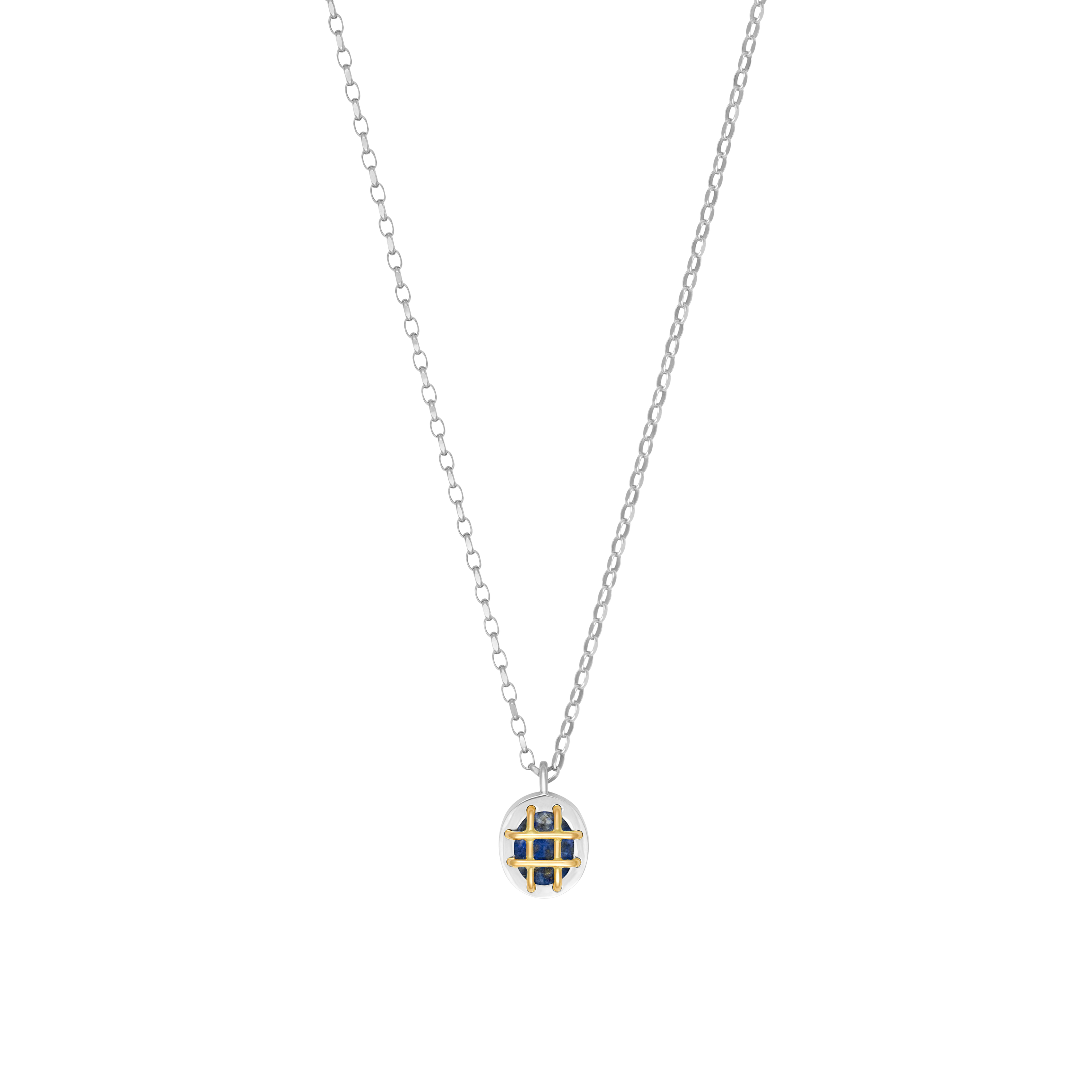 Cage Pendant (Oval) with Lapis Lazuli