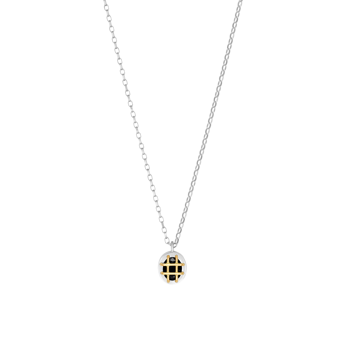 Cage Pendant (Oval) with Onyx