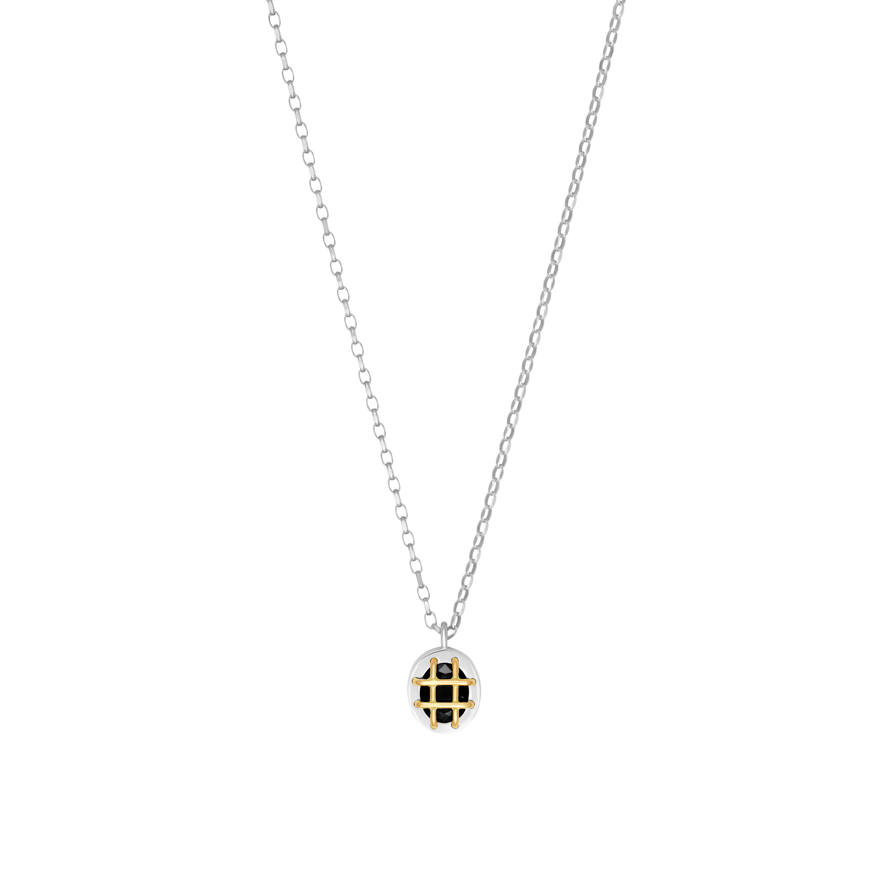 Cage Pendant (Oval) with Onyx