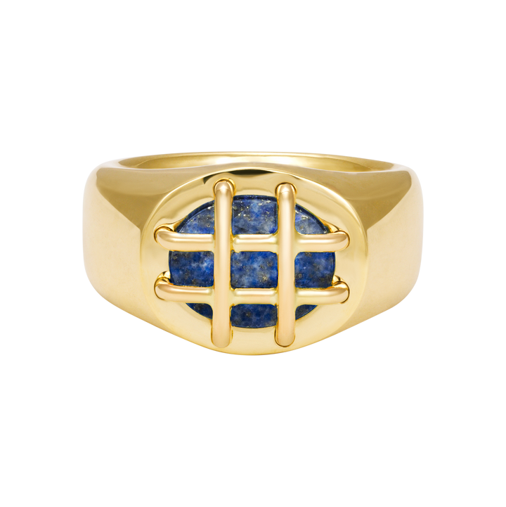 Cage Ring (Oval) with Lapis Lazuli