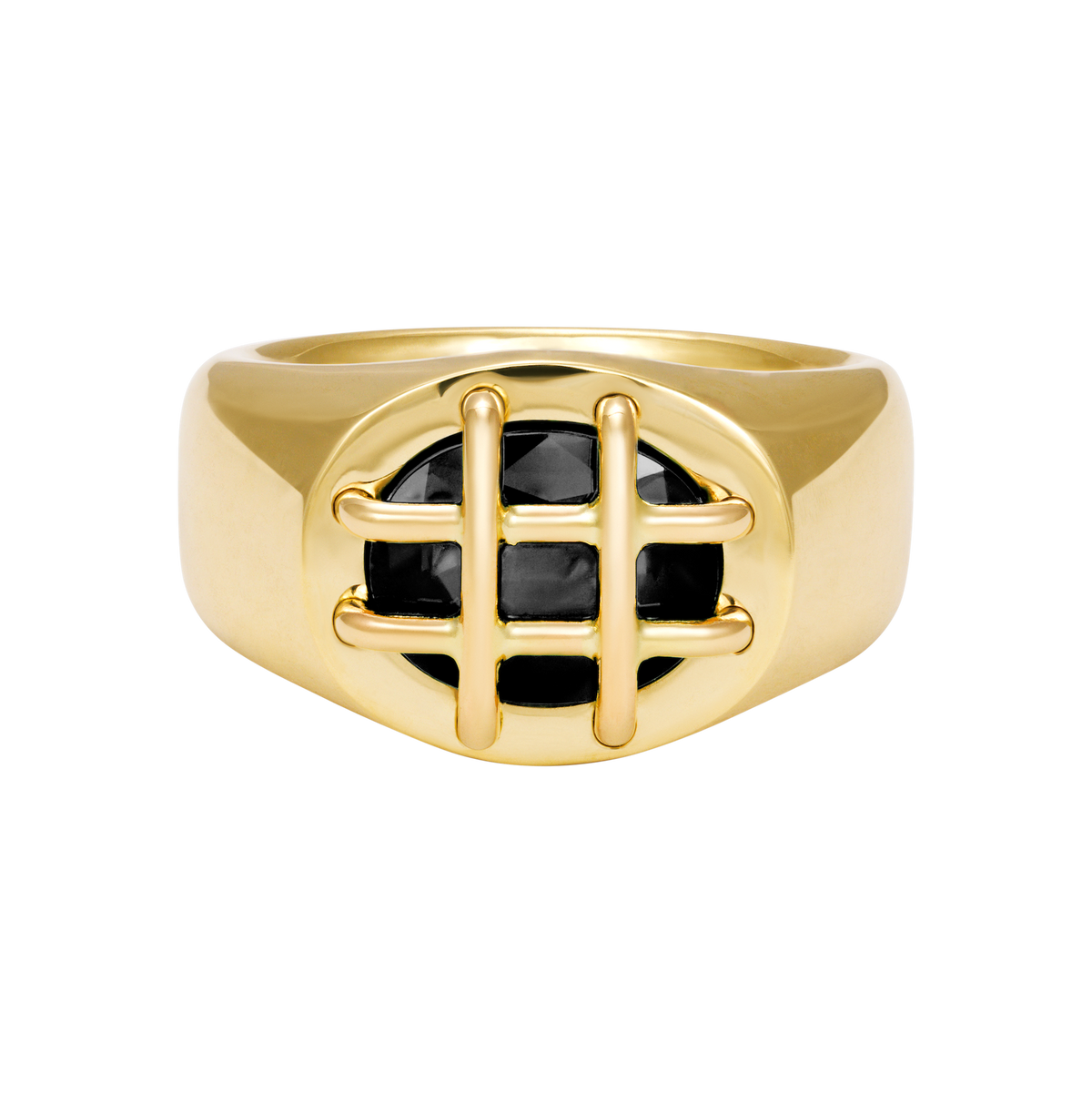 Cage Ring (Oval) with Onyx