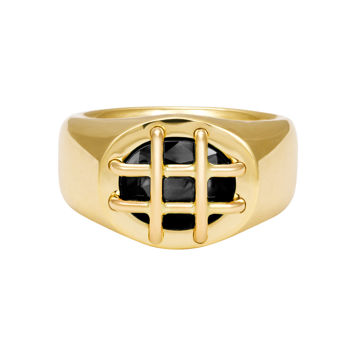 Cage Ring (Oval) with Onyx
