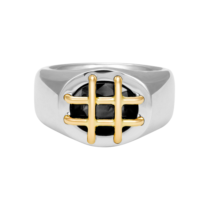 Cage Ring (Oval) with Onyx