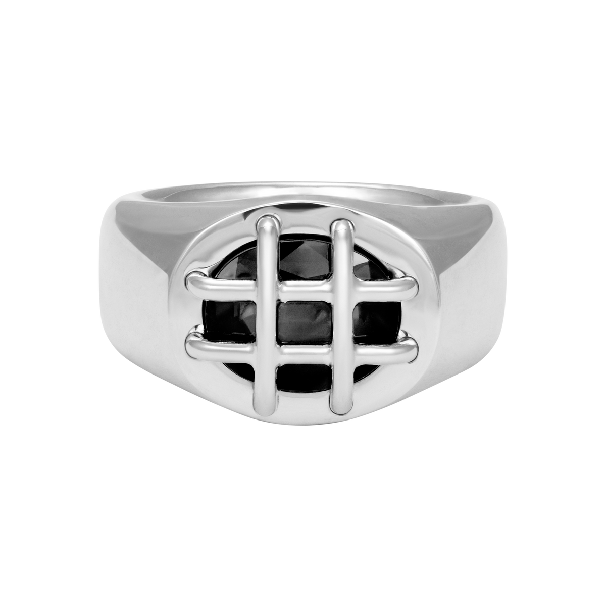 Cage Ring (Oval) with Onyx