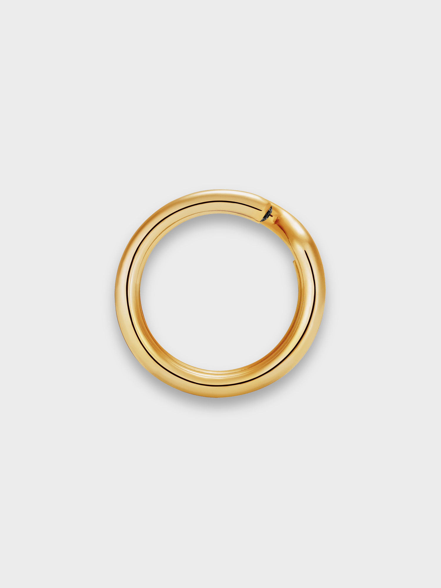 Gold Keyring ring black diamond end stones on light grey back ground